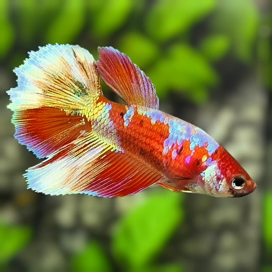 Red Barongsai Halfmoon Betta Fish Female For Sorority / Breed
