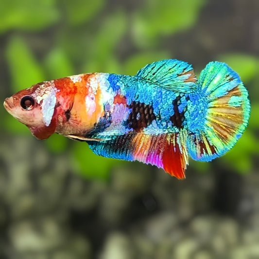 Multicolor Galaxy HMPK Betta Fish Female For Sorority / Breed