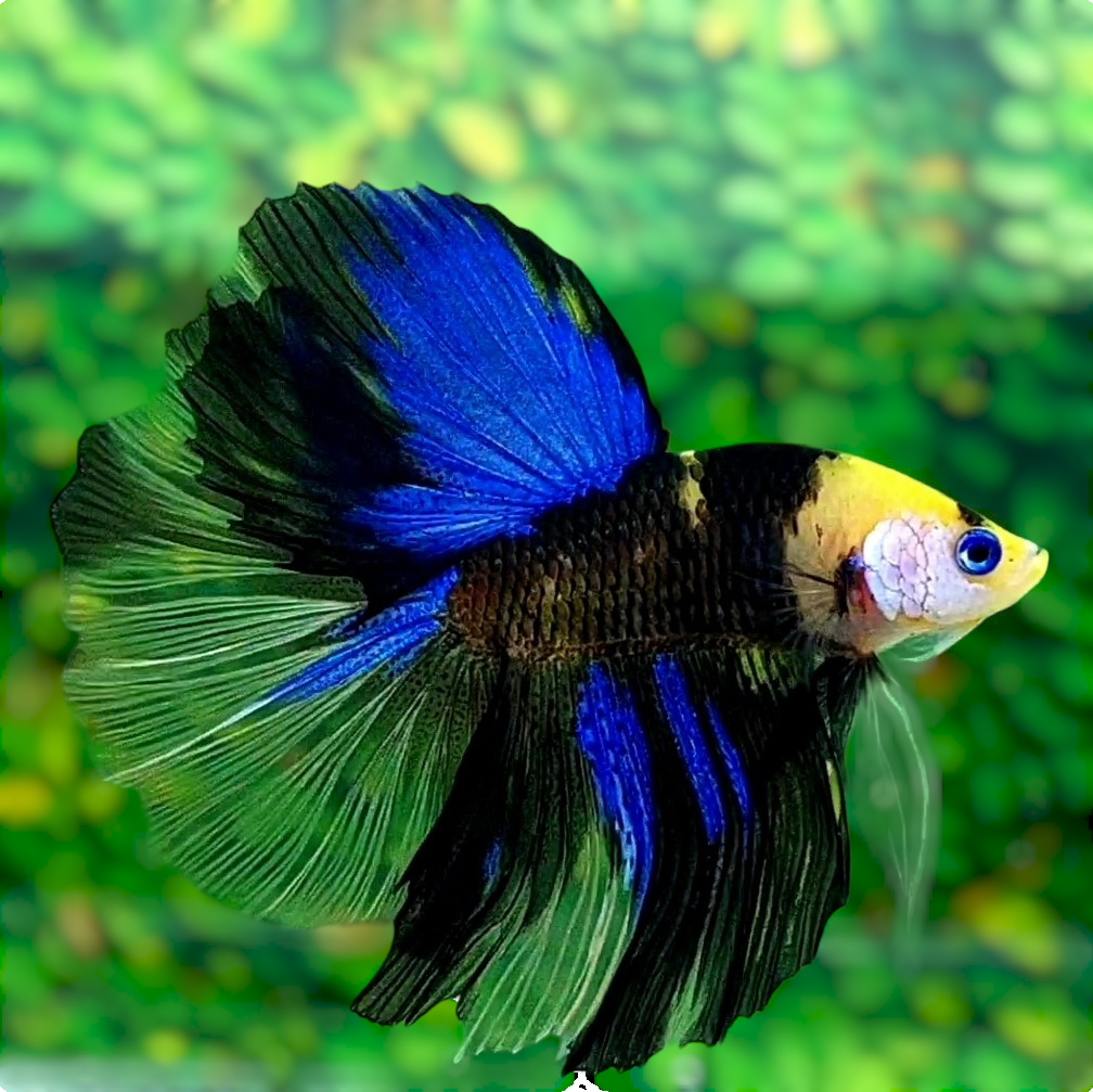 Yellow Black Koi Galaxy Blue Eyes Halfmoon Male